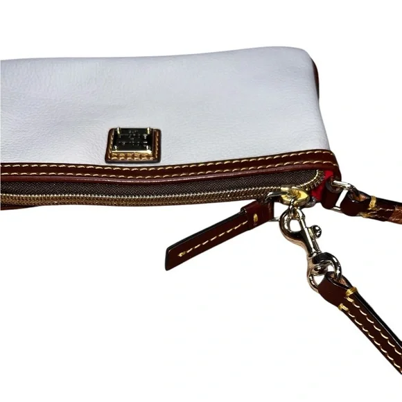 {Dooney & Bourke Cream & Brown Leather Wristlet Convertible Strap} - Picture 3 of 10